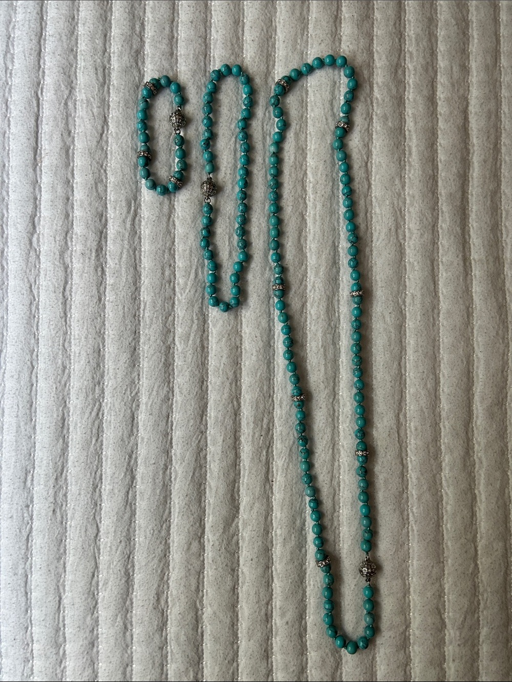 Chloe + Isabel Teal Beaded Long Necklace and Bracelet Set